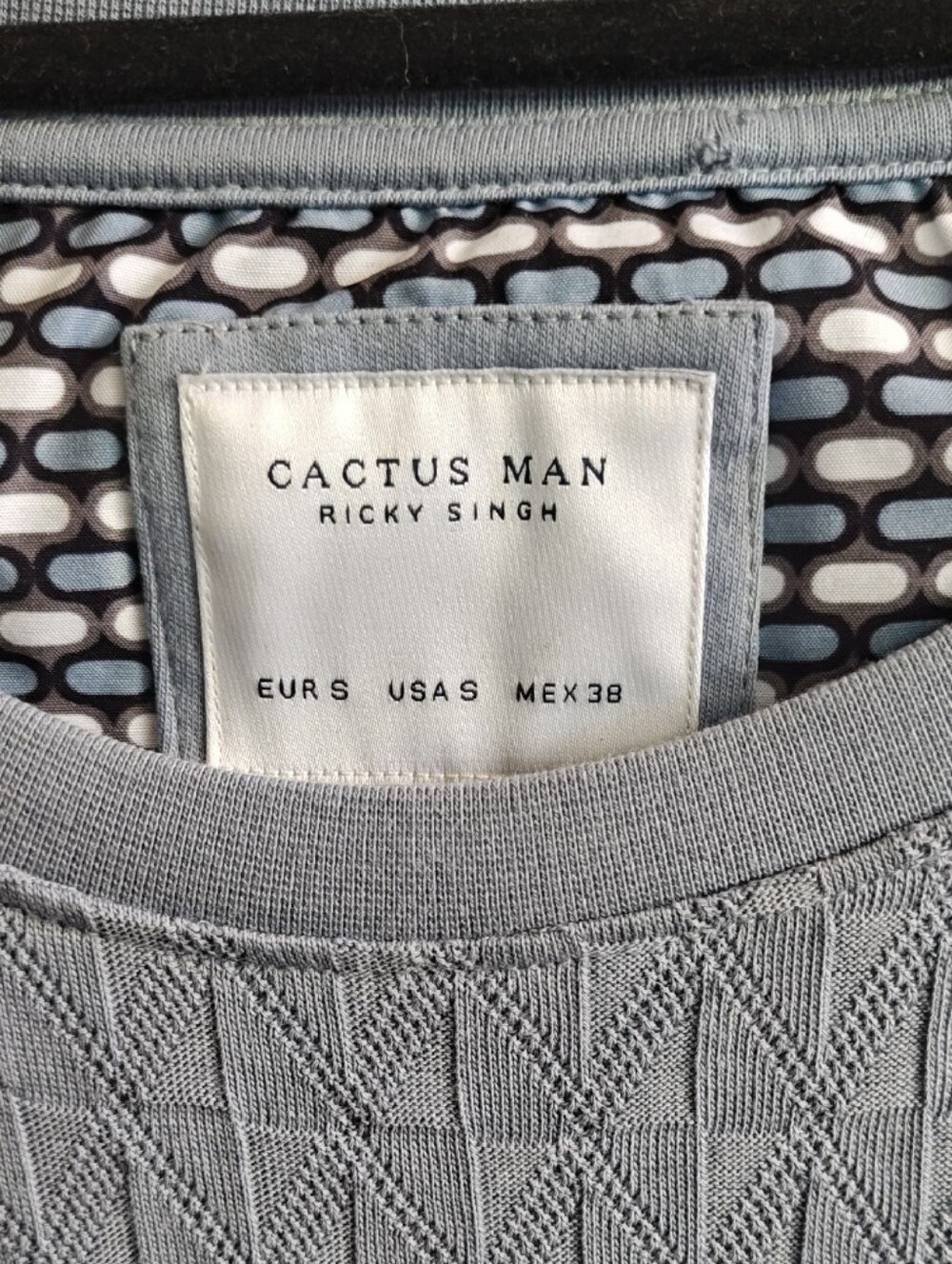 Cactus Man Men's Light Blue Textured Crew Neck Tee - Picture 2 of 5